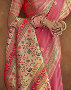 Vedant Vastram Peach Color Paithani Silk Saree - Peach | Grocsy