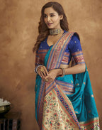 Vedant Vastram Rama Color Paithani Silk Saree - Rama | Grocsy