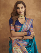 Vedant Vastram Rama Color Paithani Silk Saree - Rama | Grocsy
