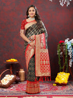 Vedant Vastram Bottle Green Color Kanjeevaram Patola Silk Saree - Bottle Green | Grocsy
