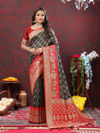 Vedant Vastram Bottle Green Color Kanjeevaram Patola Silk Saree - Bottle Green | Grocsy
