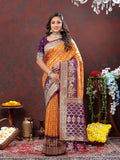 Vedant Vastram Mustard Color Kanjeevaram Patola Silk Saree - Mustard | Grocsy