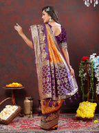 Vedant Vastram Mustard Color Kanjeevaram Patola Silk Saree - Mustard | Grocsy
