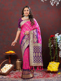 Vedant Vastram Pink Color Kanjeevaram Patola Silk Saree - Pink | Grocsy