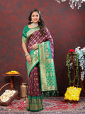 Vedant Vastram Purple Color Kanjeevaram Patola Silk Saree - Purple | Grocsy