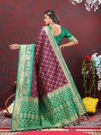 Vedant Vastram Purple Color Kanjeevaram Patola Silk Saree - Purple | Grocsy