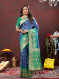 Vedant Vastram Royal Blue Color Kanjeevaram Patola Silk Saree - Royal Blue | Grocsy