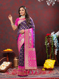 Vedant Vastram Violet Color Kanjeevaram Patola Silk Saree - Violet | Grocsy
