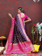 Vedant Vastram Violet Color Kanjeevaram Patola Silk Saree - Violet | Grocsy