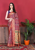 Vedant Vastram Maroon Color Kanjeevaram Silk Saree - Maroon | Grocsy