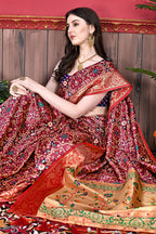 Vedant Vastram Maroon Color Kanjeevaram Silk Saree - Maroon | Grocsy