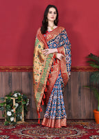 Vedant Vastram Navy Blue Color Kanjeevaram Silk Saree - Navy Blue | Grocsy