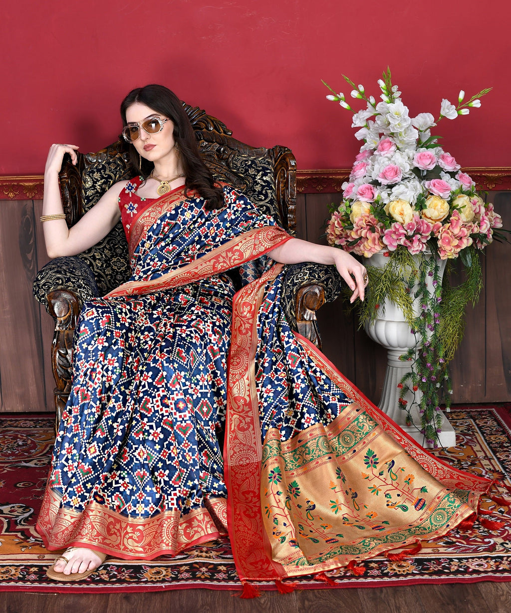 Vedant Vastram Navy Blue Color Kanjeevaram Silk Saree - Navy Blue | Grocsy