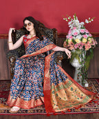 Vedant Vastram Navy Blue Color Kanjeevaram Silk Saree - Navy Blue | Grocsy