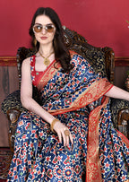 Vedant Vastram Navy Blue Color Kanjeevaram Silk Saree - Navy Blue | Grocsy