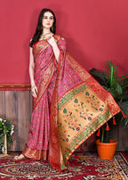 Vedant Vastram Pink Color Kanjeevaram Silk Saree - Pink | Grocsy