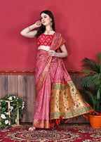 Vedant Vastram Pink Color Kanjeevaram Silk Saree - Pink | Grocsy