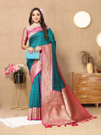 Vedant Vastram Rama Color Kanjeevaram Silk Saree - Rama | Grocsy