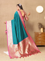 Vedant Vastram Rama Color Kanjeevaram Silk Saree - Rama | Grocsy