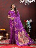 Vedant Vastram Purple Color Paithani Silk Saree - Purple | Grocsy