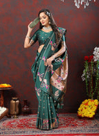 Vedant Vastram Red Green Color Paithani Silk Saree - Green | Grocsy