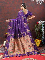 Vedant Vastram Violet Color Paithani Silk Saree - Violet | Grocsy