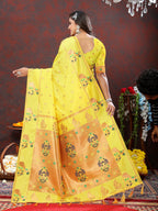 Vedant Vastram Yellow Color Paithani Silk Saree - Yellow | Grocsy