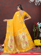 Vedant Vastram Mustard Color Paithani Silk Saree - Mustard | Grocsy
