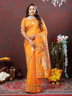 Vedant Vastram Orange Color Paithani Silk Saree - Orange | Grocsy