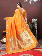 Vedant Vastram Orange Color Paithani Silk Saree - Orange | Grocsy