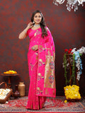 Vedant Vastram Rani Pink Color Paithani Silk Saree - Rani Pink | Grocsy