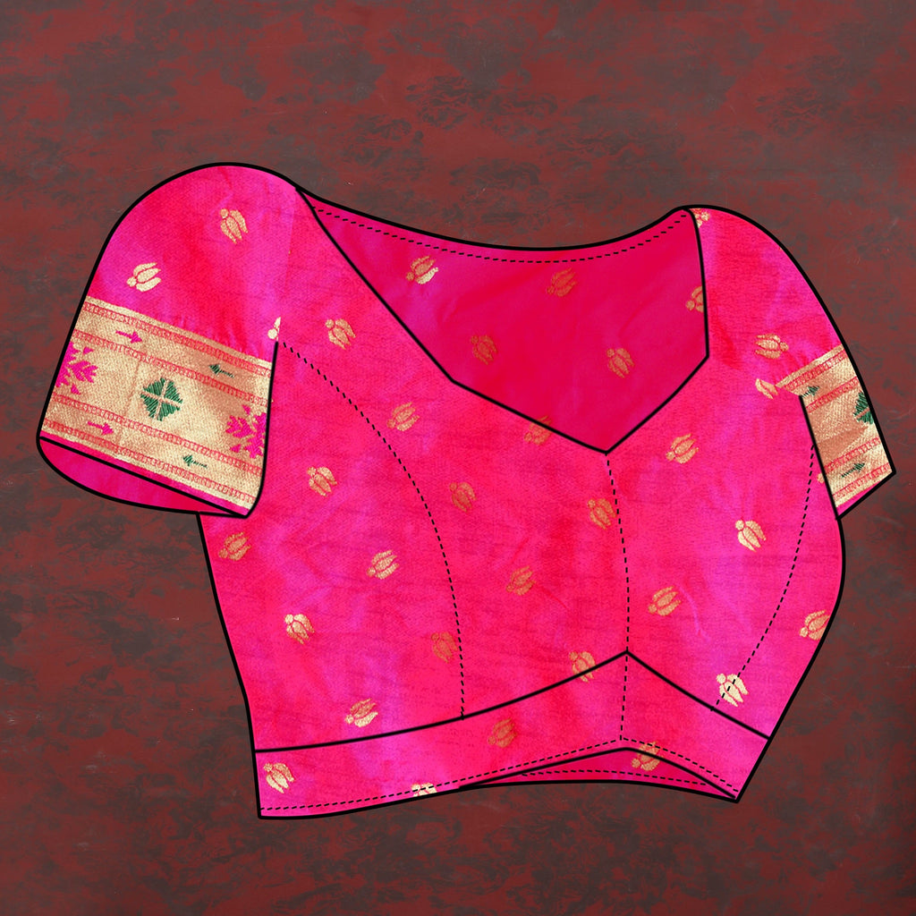 Vedant Vastram Rani Pink Color Paithani Silk Saree - Rani Pink | Grocsy