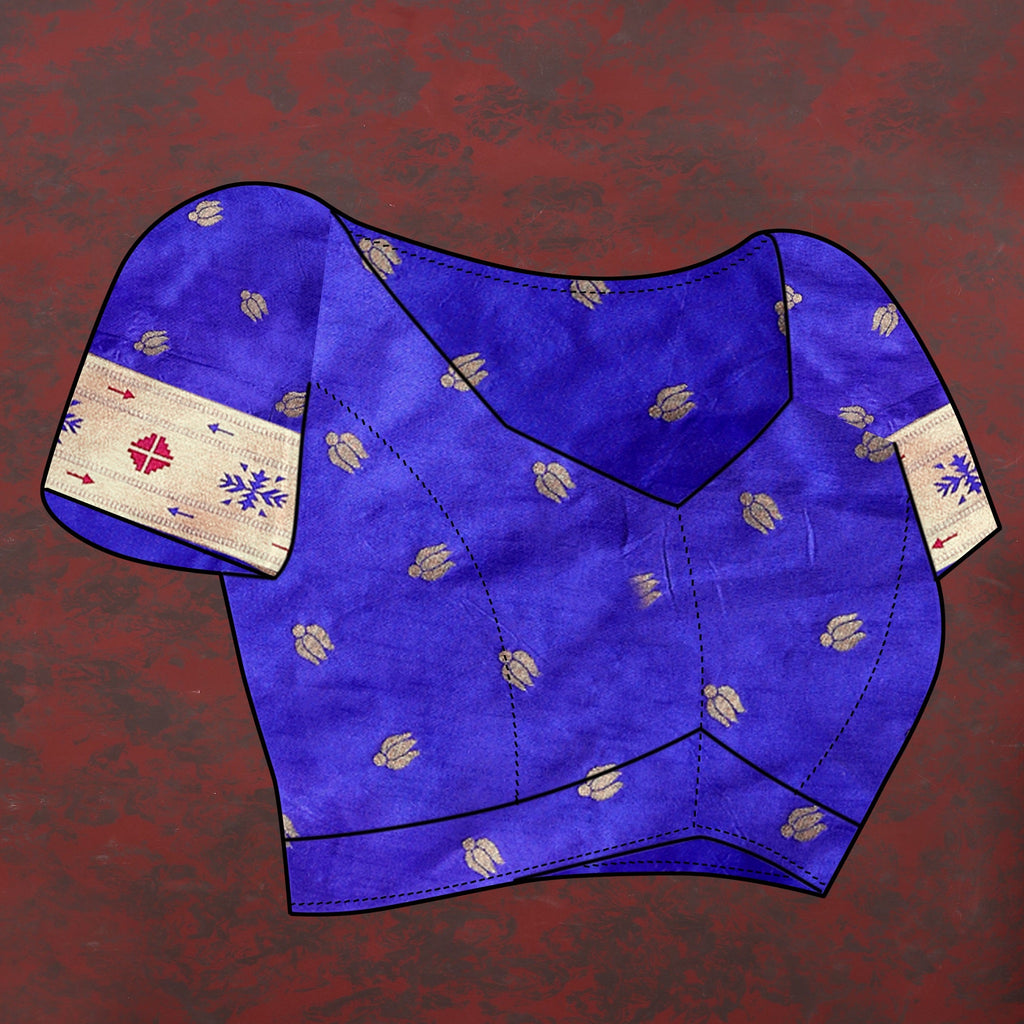 Vedant Vastram Royal Blue Color Paithani Silk Saree - Royal Blue | Grocsy