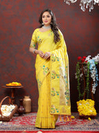 Vedant Vastram Yellow Color Paithani Silk Saree - Yellow | Grocsy