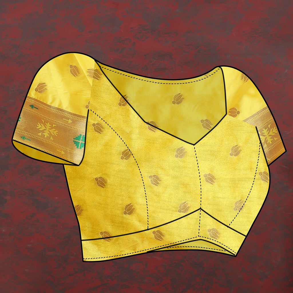 Vedant Vastram Yellow Color Paithani Silk Saree - Yellow | Grocsy