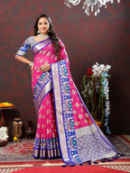 Vedant Vastram Rani Pink Color Kanjeevaram Patola Silk Saree - Rani Pink | Grocsy
