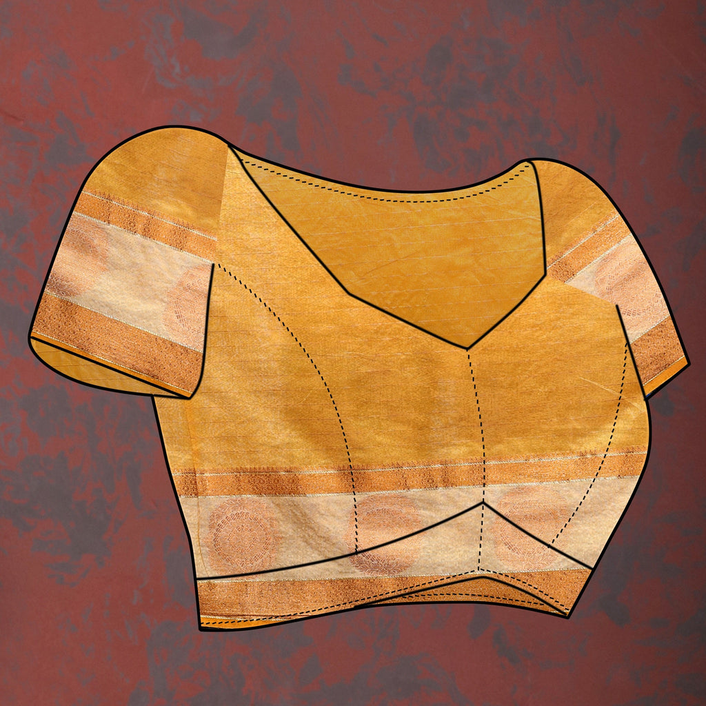 Vedant Vastram Mustard Color Kanjeevaram Cotton Silk Saree - Mustard | Grocsy