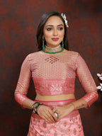 Vedant Vastram Baby Pink Color Banarasi Silk Saree - Baby Pink | Grocsy