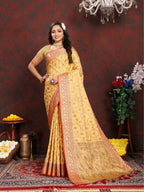 Vedant Vastram Mustard Color Banarasi Silk Saree - Mustard | Grocsy
