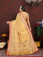 Vedant Vastram Mustard Color Banarasi Silk Saree - Mustard | Grocsy