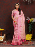 Vedant Vastram Baby Pink Color Banarasi Silk Saree - Baby Pink | Grocsy