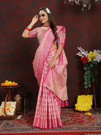 Vedant Vastram Baby Pink Color Banarasi Silk Saree - Baby Pink | Grocsy