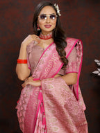 Vedant Vastram Baby Pink Color Banarasi Silk Saree - Baby Pink | Grocsy