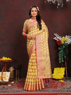 Vedant Vastram Mustard Color Banarasi Silk Saree - Mustard | Grocsy