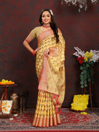 Vedant Vastram Mustard Color Banarasi Silk Saree - Mustard | Grocsy