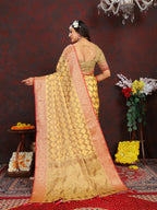 Vedant Vastram Mustard Color Banarasi Silk Saree - Mustard | Grocsy