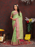 Vedant Vastram Parrot Color Banarasi Silk Saree - Parrot | Grocsy