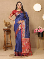 Vedant Vastram Navy Blue Color Paithani Silk Saree - Navy Blue | Grocsy