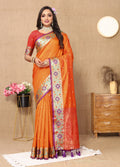 Vedant Vastram Orange Color Paithani Silk Saree - Orange | Grocsy