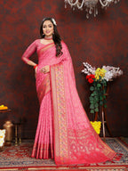 Vedant Vastram Baby Pink Color Kanjeevaram Organza Silk Saree - Baby Pink | Grocsy